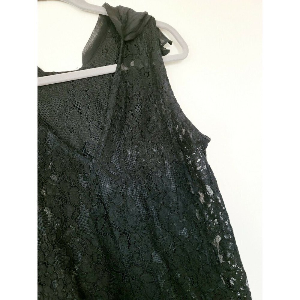 Tov Los Angeles Black Lace Ruffle Sleeveless V-Neck Mini Short Dress 38 Small - Picture 3 of 8